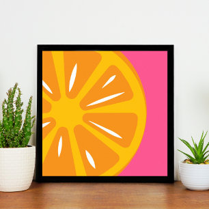 Orange Enkel Shock rosa Modern frukt Art-utskrift Poster
