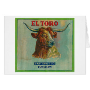 Orange etikett för El Toro Hälsningskort