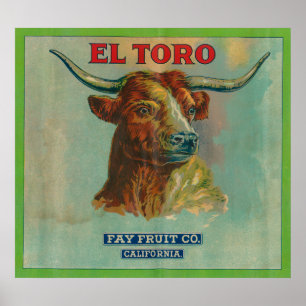 Orange etikett för El Toro Poster