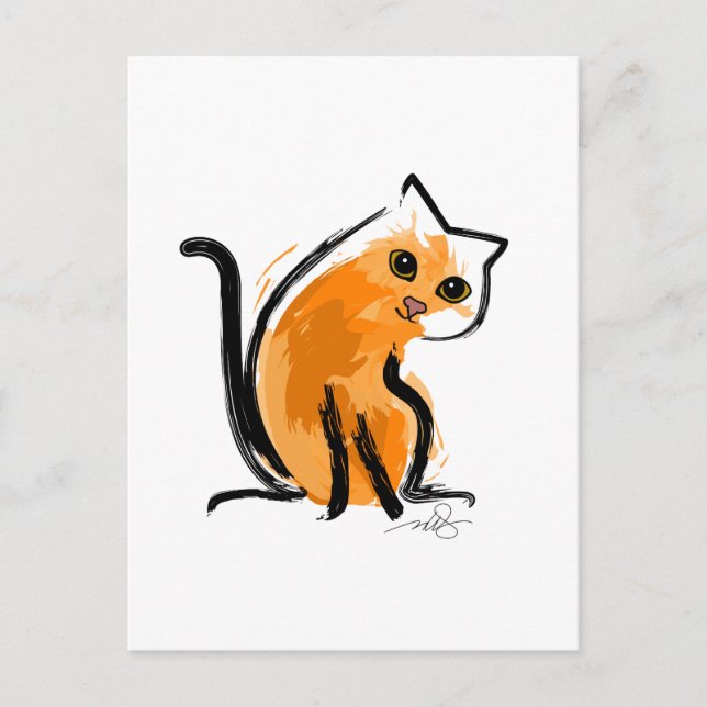 Orange ett katt vykort (Framsida)