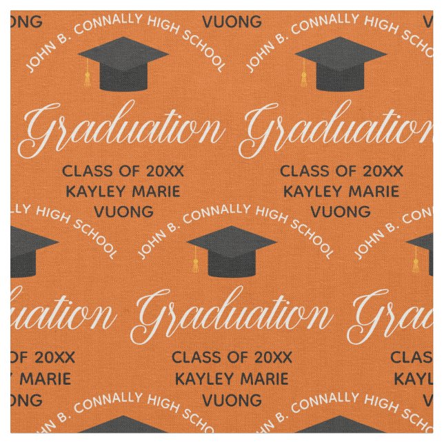 Orange Examen Anpassad Klass 2026 Utbildad Tyg (Närbild)