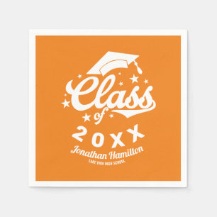 Orange-examensfest för klass 2021 pappersservett