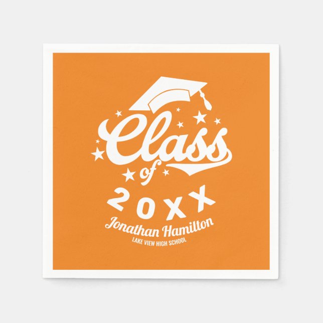 Orange-examensfest för klass 2021 pappersservett (Framsidan)
