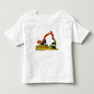 Orange Excavator and Gult Dump-Lastbil Tee