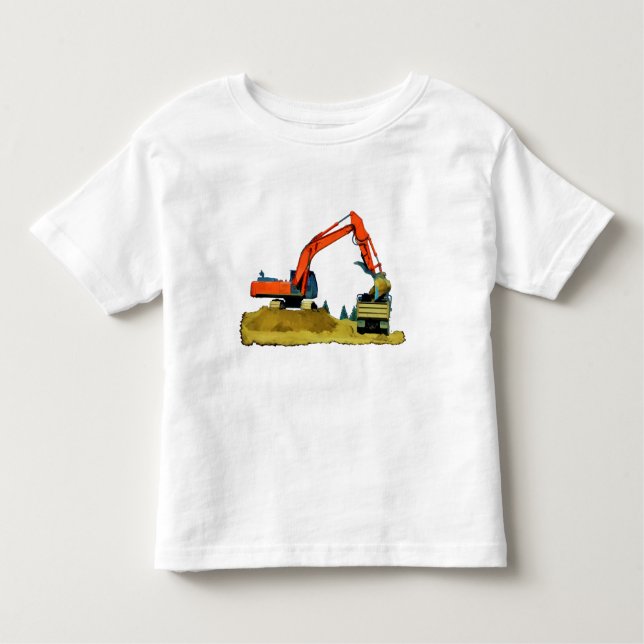 Orange Excavator and Gult Dump-Lastbil Tee (Framsida)