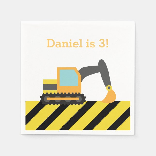 Orange Excavator Construction Barns födelsedag Par Pappersservett (Framsidan)