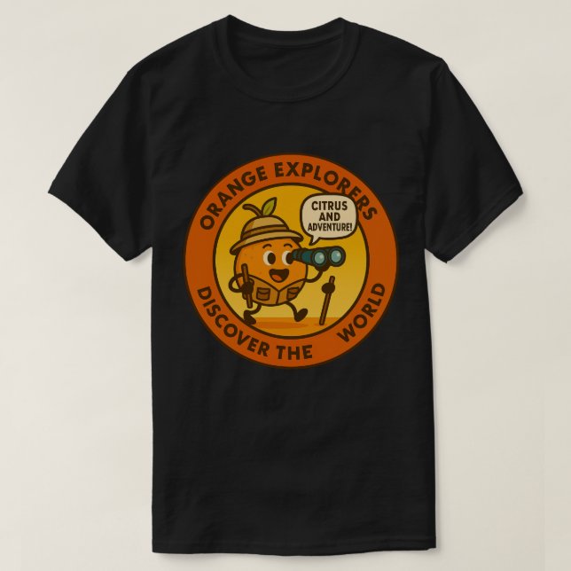 Orange Explorers Upptäck Världen T Shirt (Design framsida)