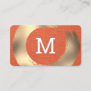 Orange Fabric Struktur Guld Brushed Visitkort