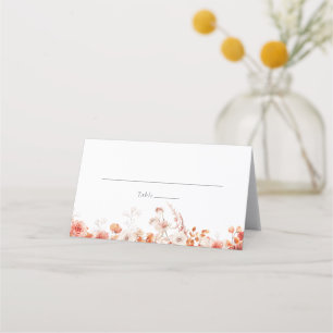 Orange Fall Blommigt Bröllop Placeringskort