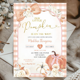 Orange Fall Blommigt Coquette Pumpkin Baby Shower Inbjudningar