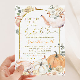 Orange Fall Boho Pumpkin Blommigt Möhippa Tea Inbjudningar