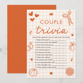 Orange Fall Bow Couple Trivia Bröllopsduschspel Inbjudningar