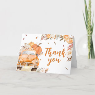 Orange Fall Pumpkin Lastbil Baby Shower Tack Kort
