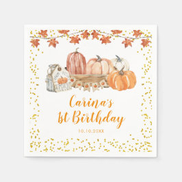 Orange Fall Pumpkin Patch Birthday Pappersservett