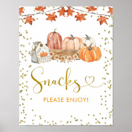 Orange Fall Pumpkin Patch Birthday Snacks Sign Poster
