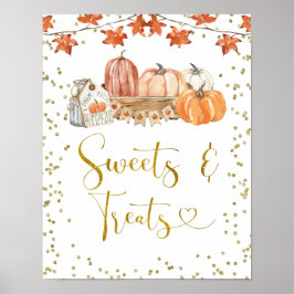 Orange Fall Pumpkin Patch Birthday Sweets & Trets Poster
