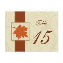 orange faller bröllopsvykort för bordsnummer