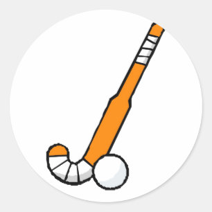 Orange Fält Hockey Stick Runt Klistermärke