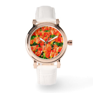 Orange fält i tulpaner armbandsur