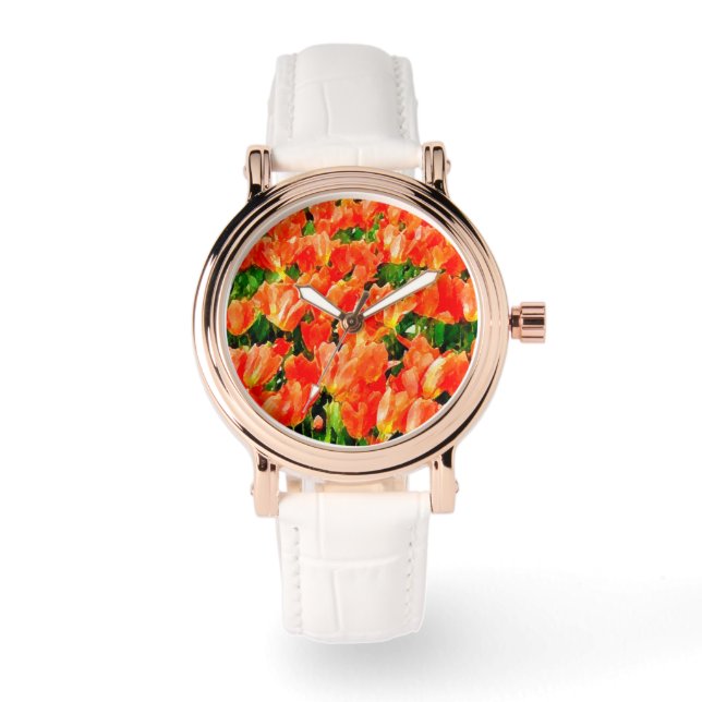 Orange fält i tulpaner armbandsur (Framsida)