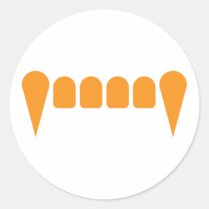 Orange Fangs Sticker Runt Klistermärke