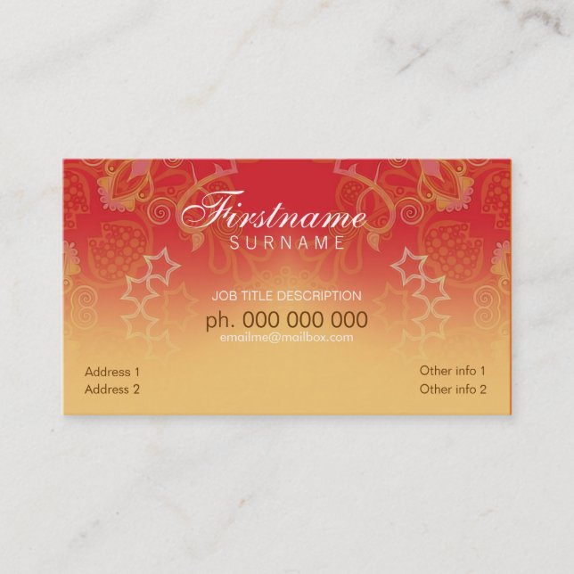 Orange Fantasy curlz Card Visitkort (Framsida)