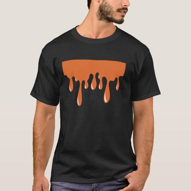 Orange Färg Chocolate Drip Cake Halloween Costume T Shirt (Framsida)