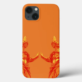 Orange färg digitala konst med skulpturer