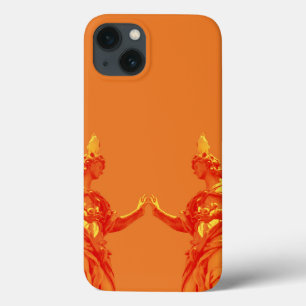 Orange färg digitala konst med skulpturer