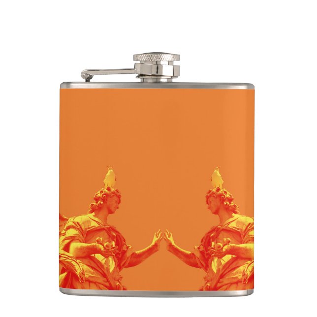 Orange färg digitala konst med skulpturer fickplunta (Framsidan)