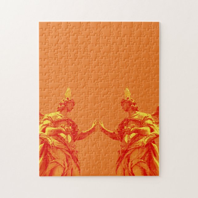 Orange färg digitala konst med skulpturer pussel (Vertikal)