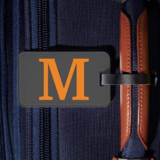 Orange färg Initial brev/monogram Bagagebricka