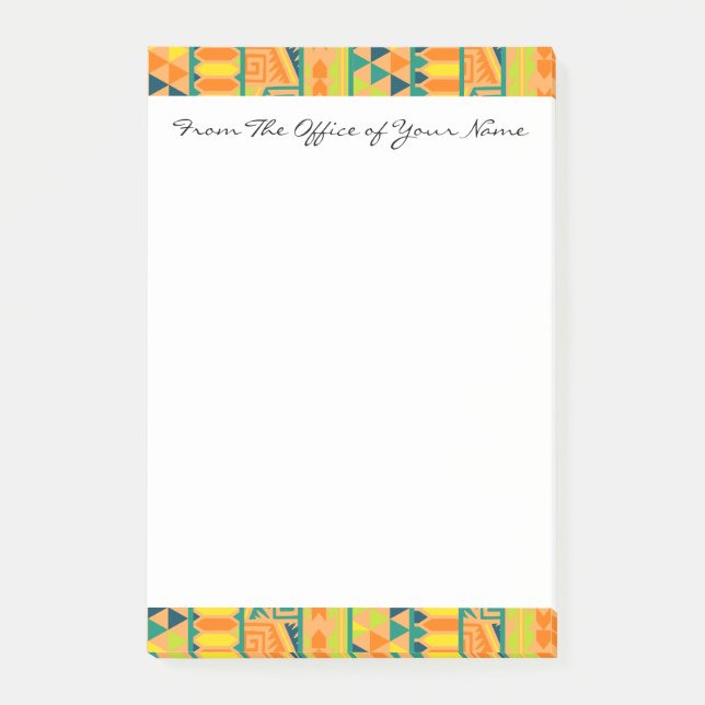 Orange Färgfull Abstrakt Aztec Tribal Print Parrin Post-it Block (Framsida)