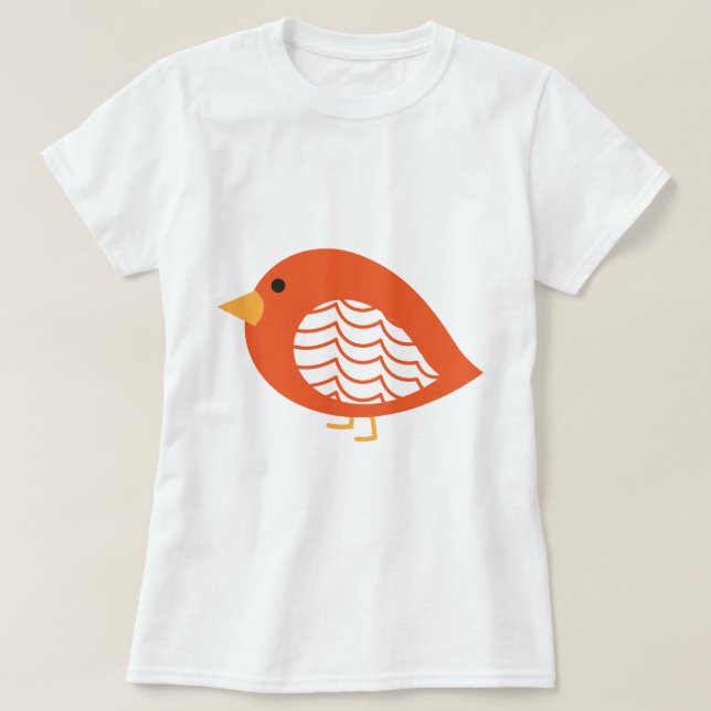 Orange - färglösa fåglar T- Shirt T Shirt (Design framsida)