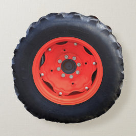 Orange Farm Tractor Däck Rund Kudde