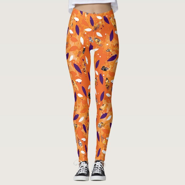 Orange Feather Halloween Leggings (Framsida)