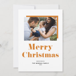 Orange Festive Bold Typography-julfoto Julkort