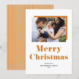 Orange Festive Bold Typography-julfoto Julkort