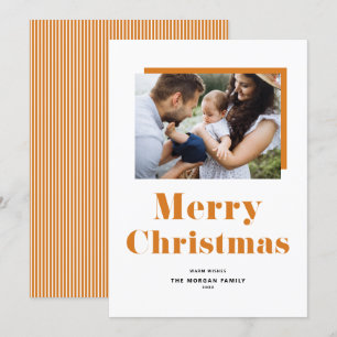 Orange Festive Bold Typography-julfoto Julkort