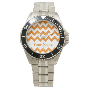 Orange Fet Chevron med monogram Armbandsur