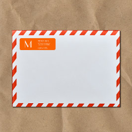 orange - fet monogram returadress etikett