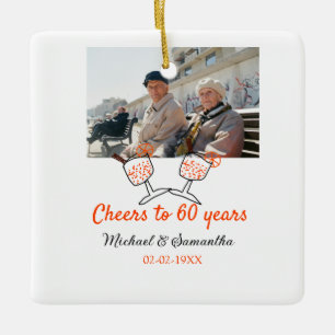 Orange firar 60-års bröllopsdag  julgransprydnad keramik