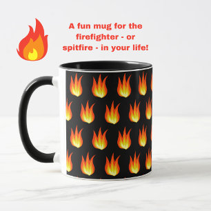 Orange Fire Flames Mönster på Black Colorful Mugg