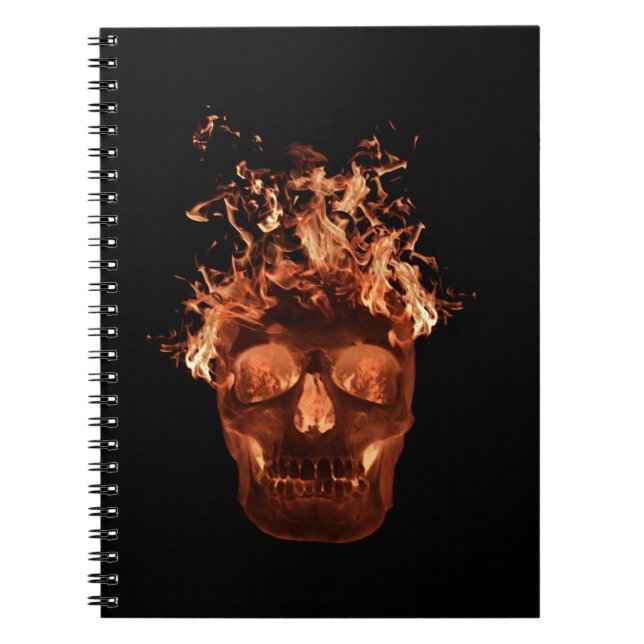 Orange Fire Skull Spiral bärbar dator Anteckningsbok Med Spiral (Framsidan)