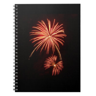Orange Fireworks Anteckningsbok Med Spiral