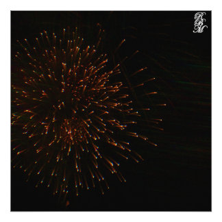 Orange Fireworks Fototryck