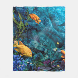 ORANGE FISH BLUE OCEAN FLEECE BLANKET