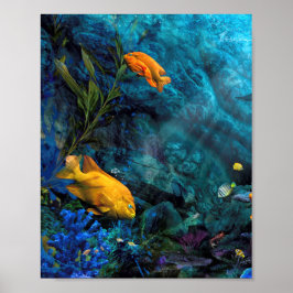 ORANGE FISH BLUE WORLD POSTER