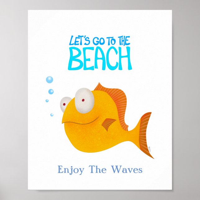 Orange Fish. Låt oss Gå till Beach Poster (Framsidan)