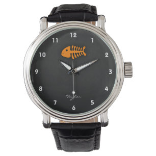 Orange fiskben armbandsur